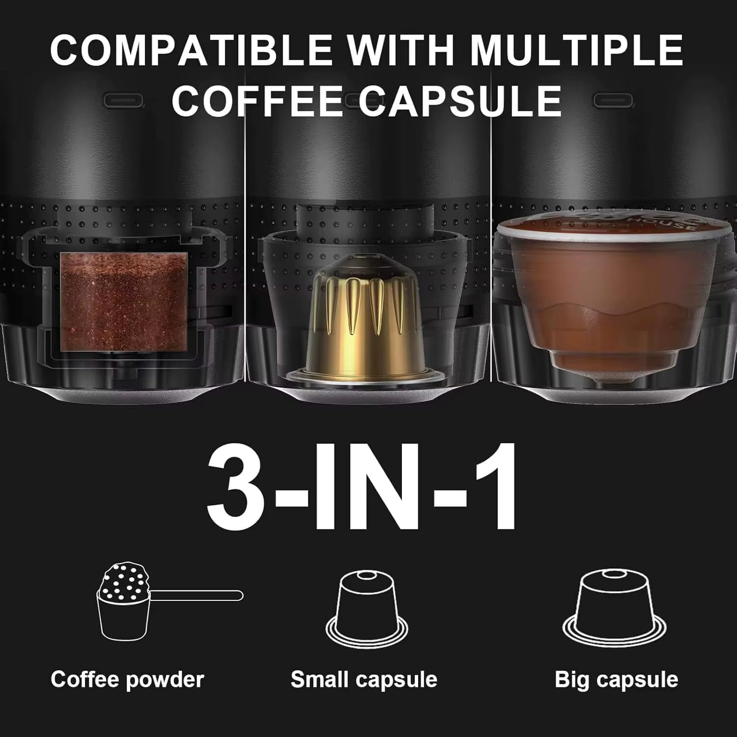 New Manual Electric Travel Espresso Machine, Mini Smart Coffee Makers, Professional Espresso Maker Capsule Coffee Machine