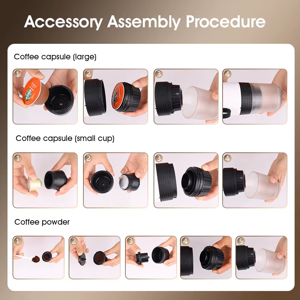 New Manual Electric Travel Espresso Machine, Mini Smart Coffee Makers, Professional Espresso Maker Capsule Coffee Machine