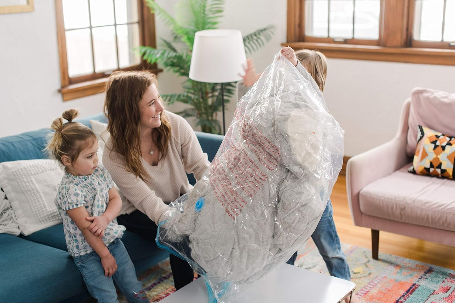 | Sqoosh2Poof Giant, Cuddly, Ultra Soft Plush Stuffed Animal with Bonus Interactive Surprise | 54“ Tall | Grey Elephant