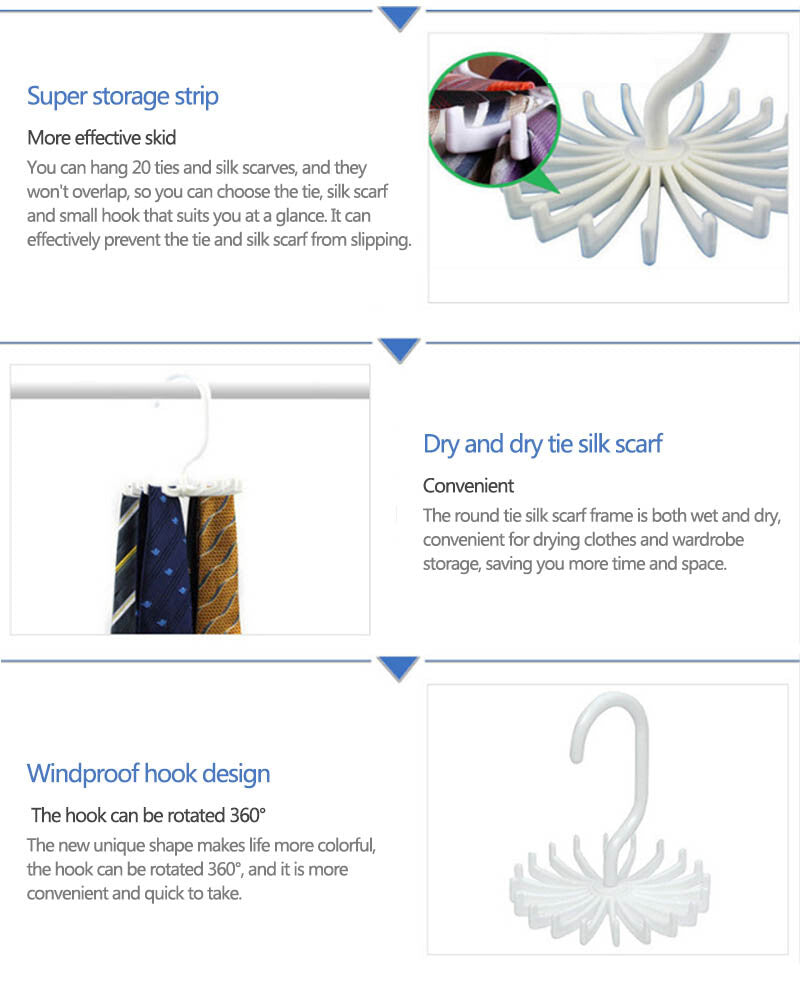 360 Degree Rotating Space Saving Rack 20 Hooks Ties Belts Bras Underwear Hanger