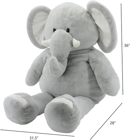 | Sqoosh2Poof Giant, Cuddly, Ultra Soft Plush Stuffed Animal with Bonus Interactive Surprise | 54“ Tall | Grey Elephant