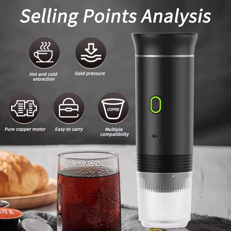 New Manual Electric Travel Espresso Machine, Mini Smart Coffee Makers, Professional Espresso Maker Capsule Coffee Machine