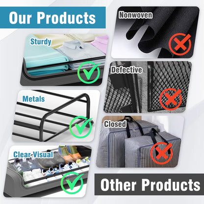 Under Bed Storage with Wheels, 2 Pack under Bed Storage Containers, under Bed Shoe Storage Organizer, Rolling under Bed Metal Drawer for Clothes, Gray