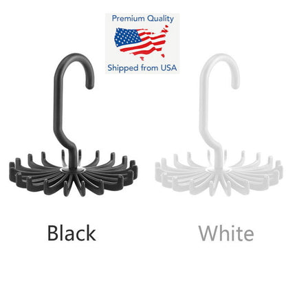 360 Degree Rotating Space Saving Rack 20 Hooks Ties Belts Bras Underwear Hanger